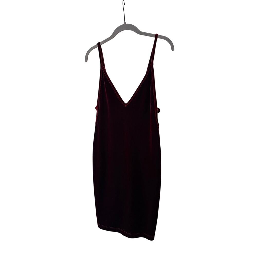 American Apparel Burgundy Velvet Bodycon Mini Dress Spaghetti Strap Size M - Picture 4 of 10